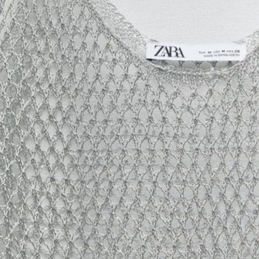 Zara Silver Open-Knit Metallic Tank - Picture 5 of 7
